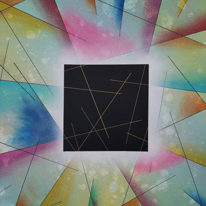 Cube - 80x80cm - 2021 - Tableau abstrait géométrique coloré
