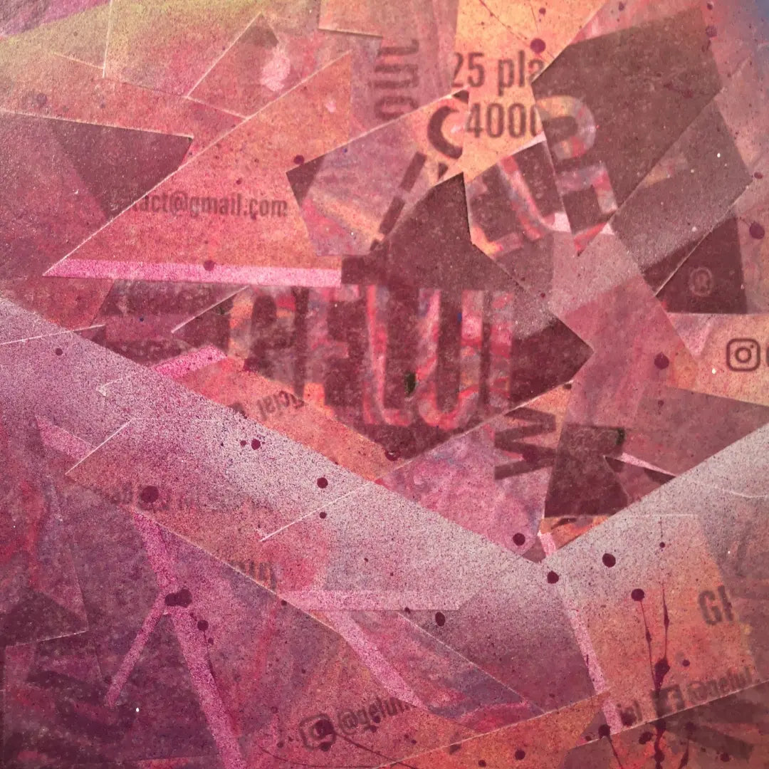 Preum's - 60x60cm - 2022 - Tableau abstrait coloré en collage