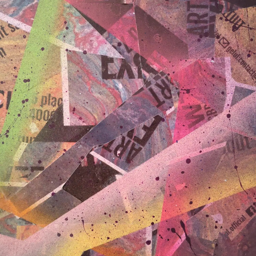 Preum's - 60x60cm - 2022 - Tableau abstrait coloré en collage