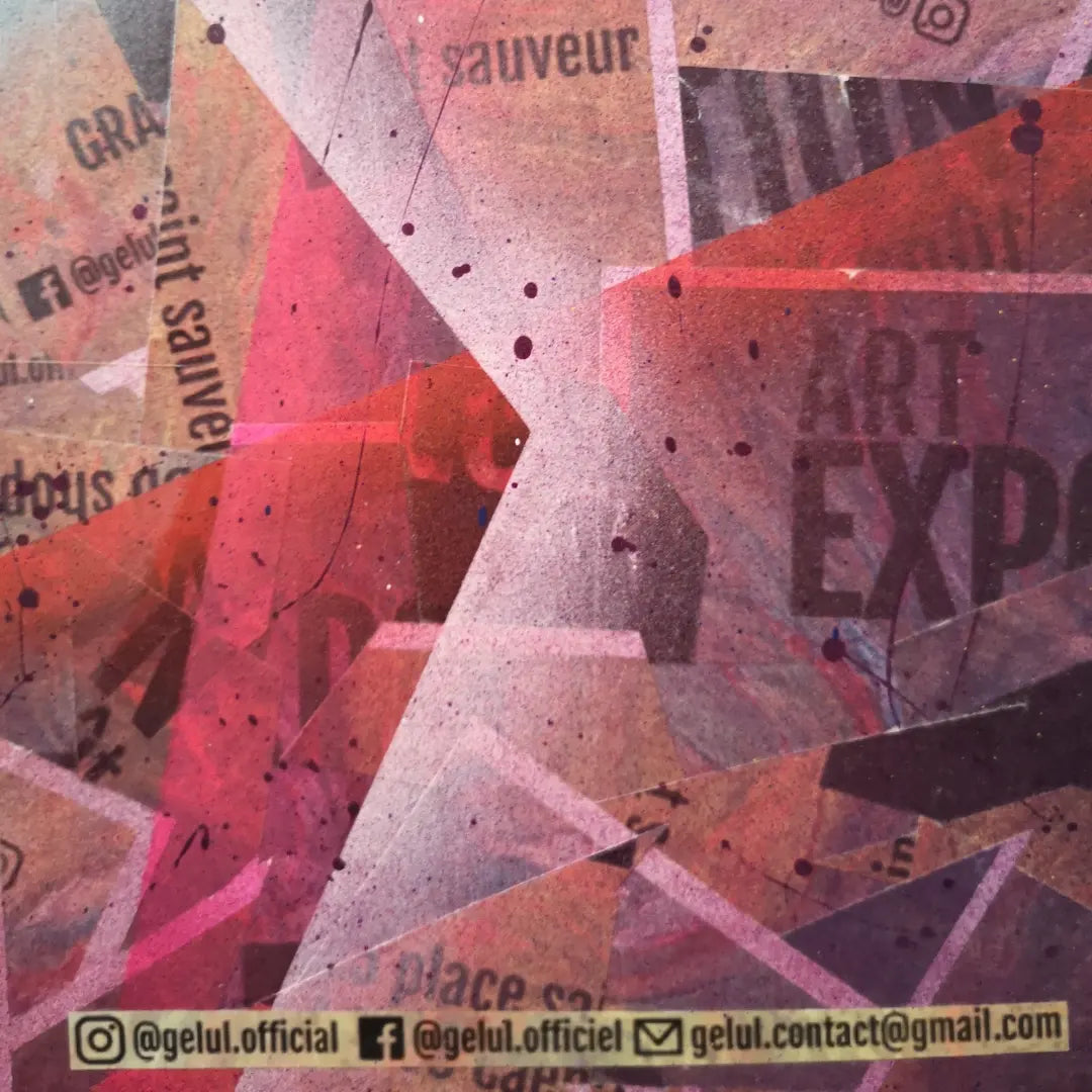 Preum's - 60x60cm - 2022 - Tableau abstrait coloré en collage