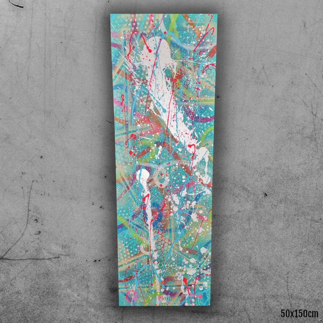 Lagoon - 50x150cm - 2022 - Tableau moderne abstrait coloré