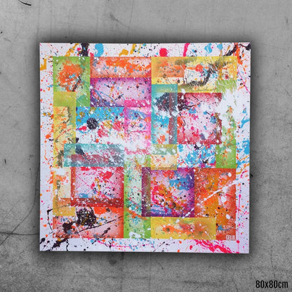 Festival - 80x80cm - 2022 - tableau moderne abstrait coloré