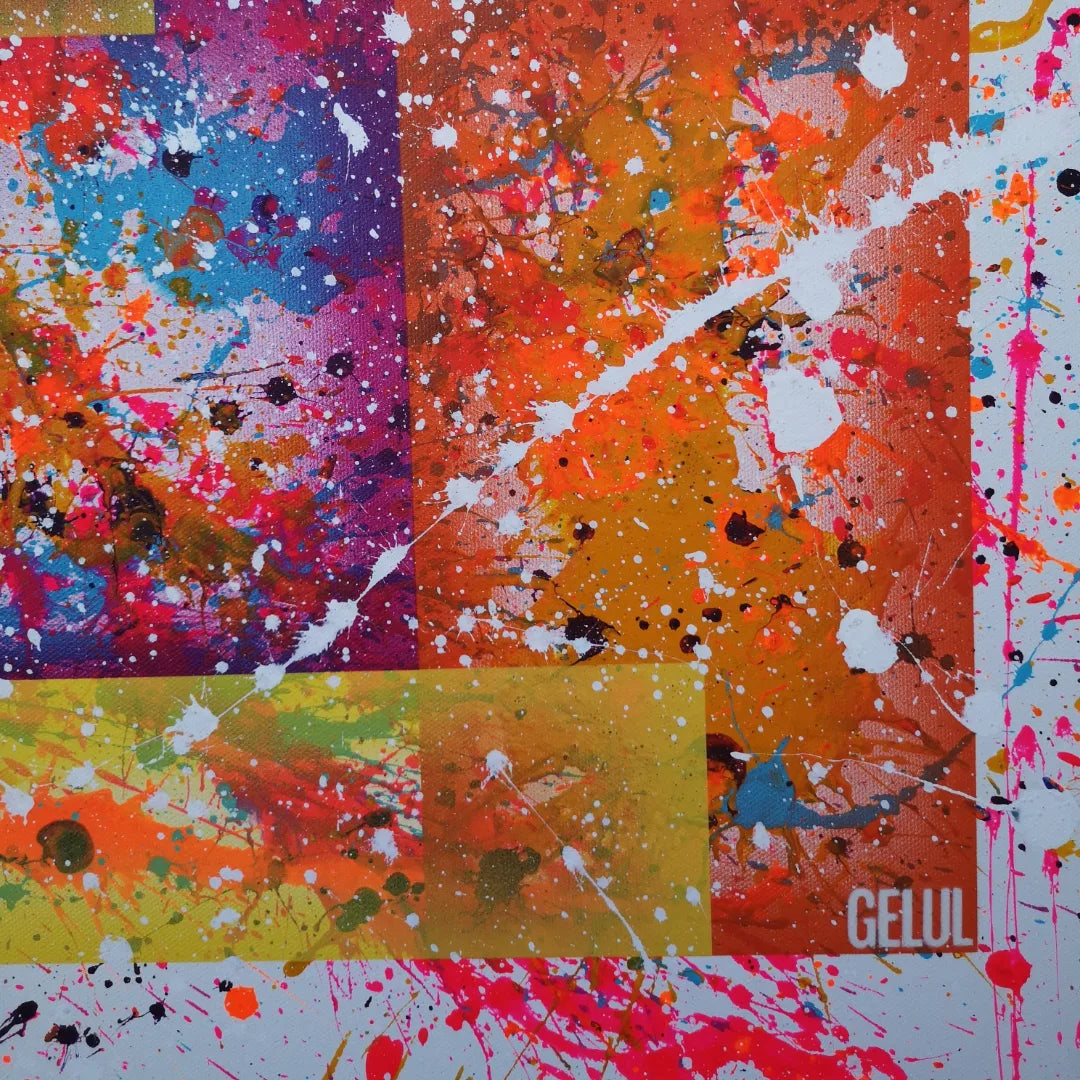 Festival - 80x80cm - 2022 - tableau moderne abstrait coloré
