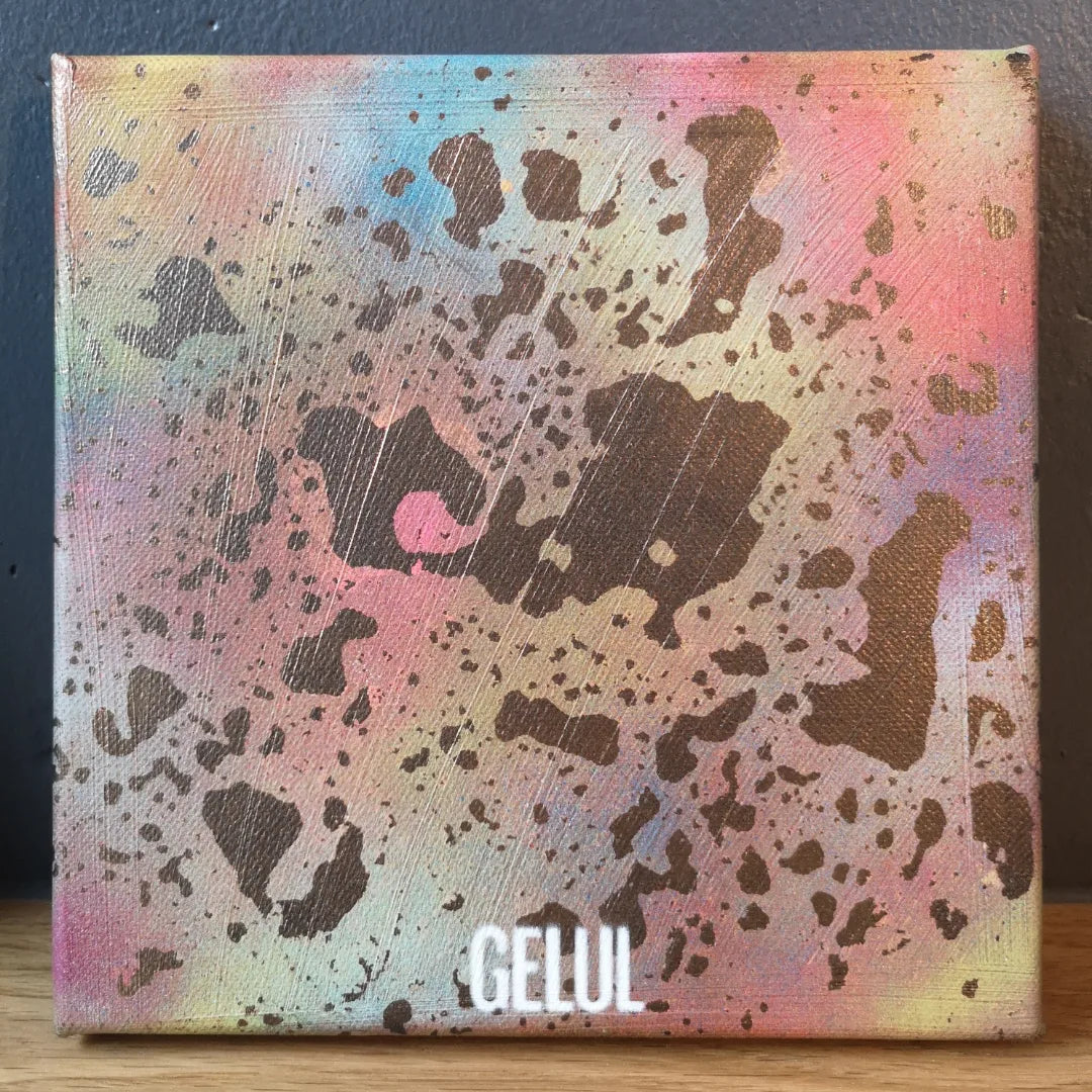 Pluie dorée - 20x20cm - 2022 - Tableau abstrait moderne coloré