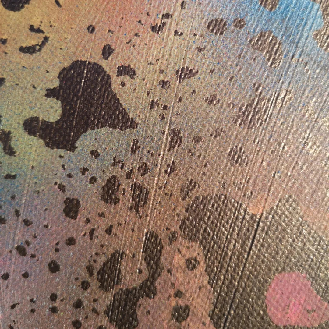 Pluie dorée - 20x20cm - 2022 - Tableau abstrait moderne coloré