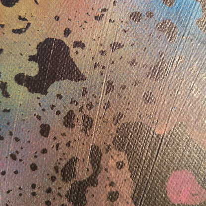 Pluie dorée - 20x20cm - 2022 - Tableau abstrait moderne coloré