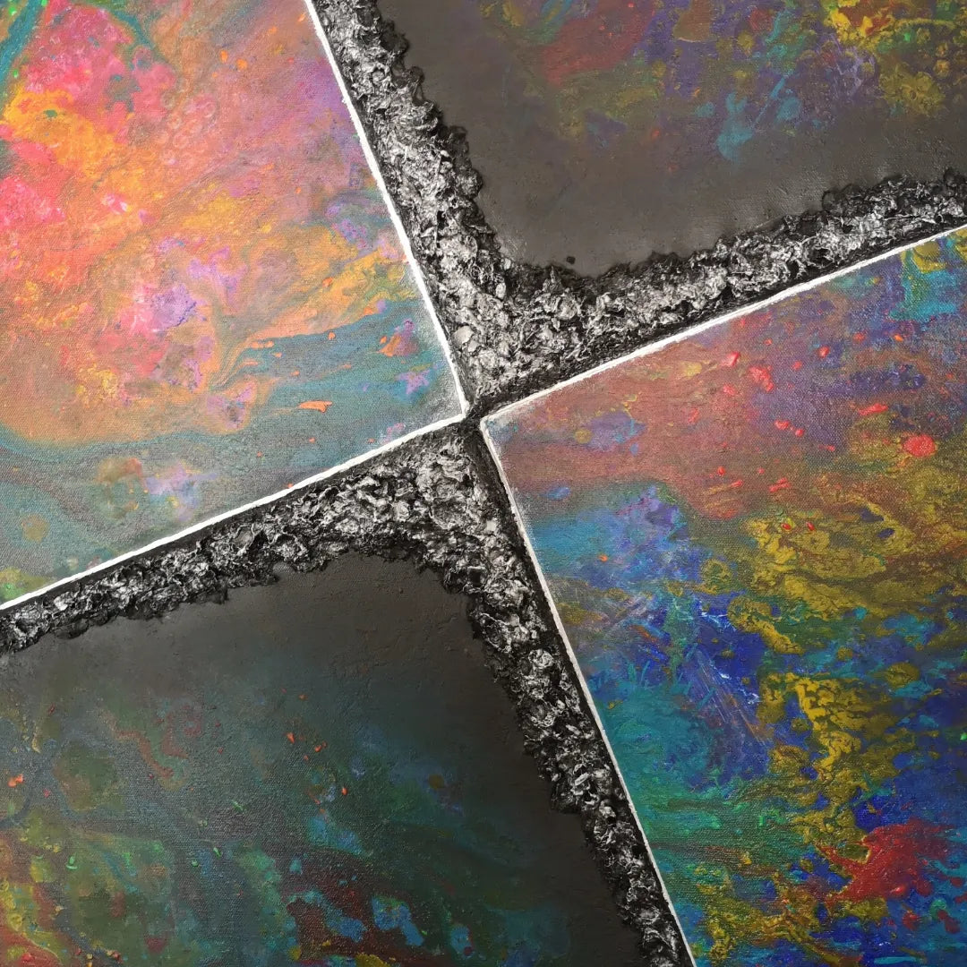 Friction - 100x100cm - 2022 - tableau moderne en relief coloré