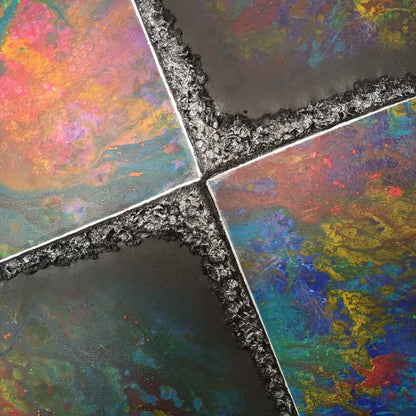 Friction - 100x100cm - 2022 - tableau moderne en relief coloré