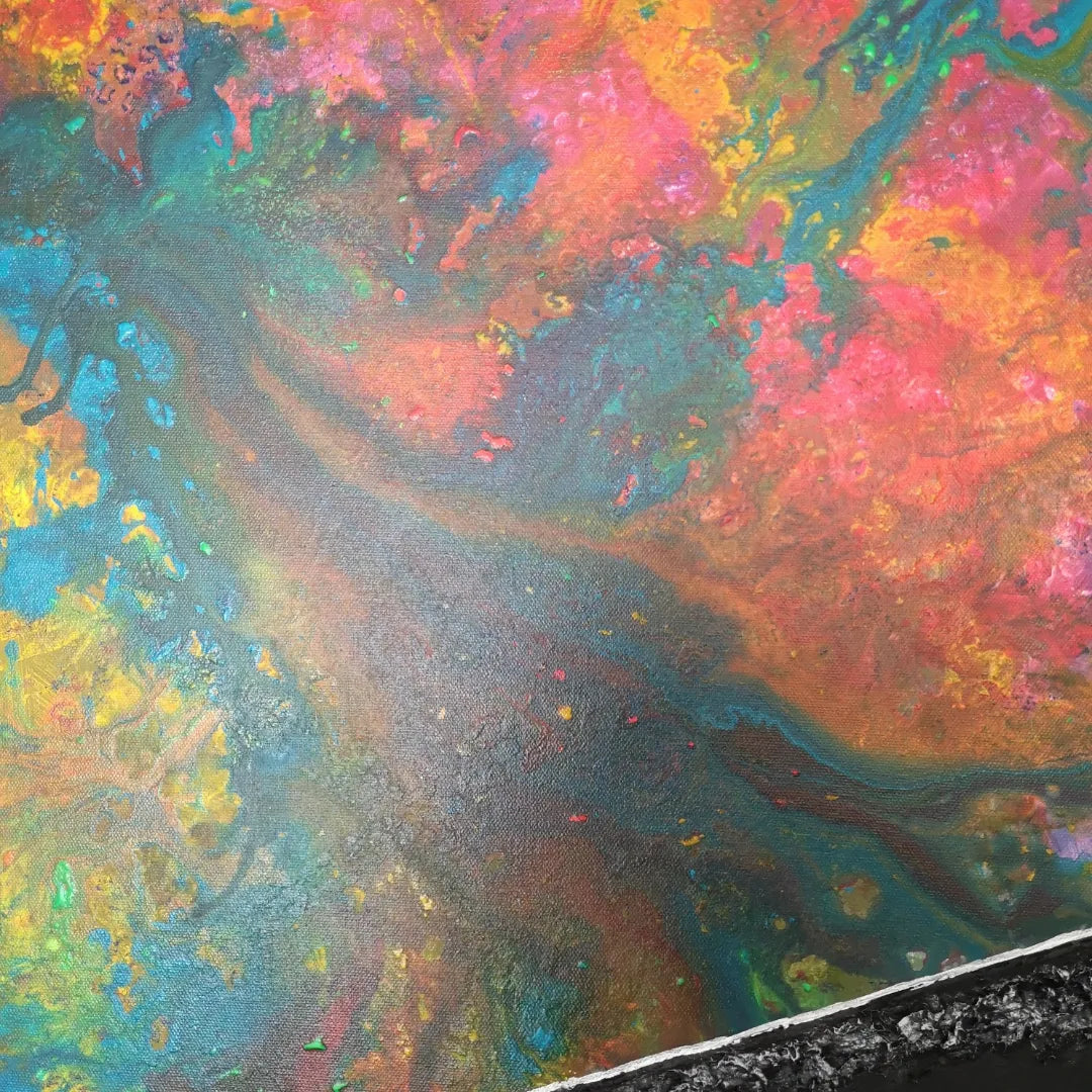 Friction - 100x100cm - 2022 - tableau moderne en relief coloré