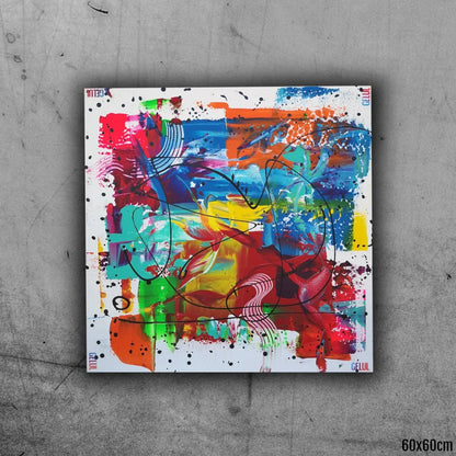 Phéonix - 60x60cm - 2022 -  Tableau abstrait moderne coloré
