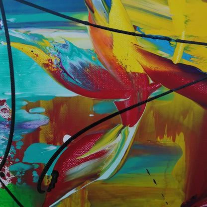 Phéonix - 60x60cm - 2022 -  Tableau abstrait moderne coloré