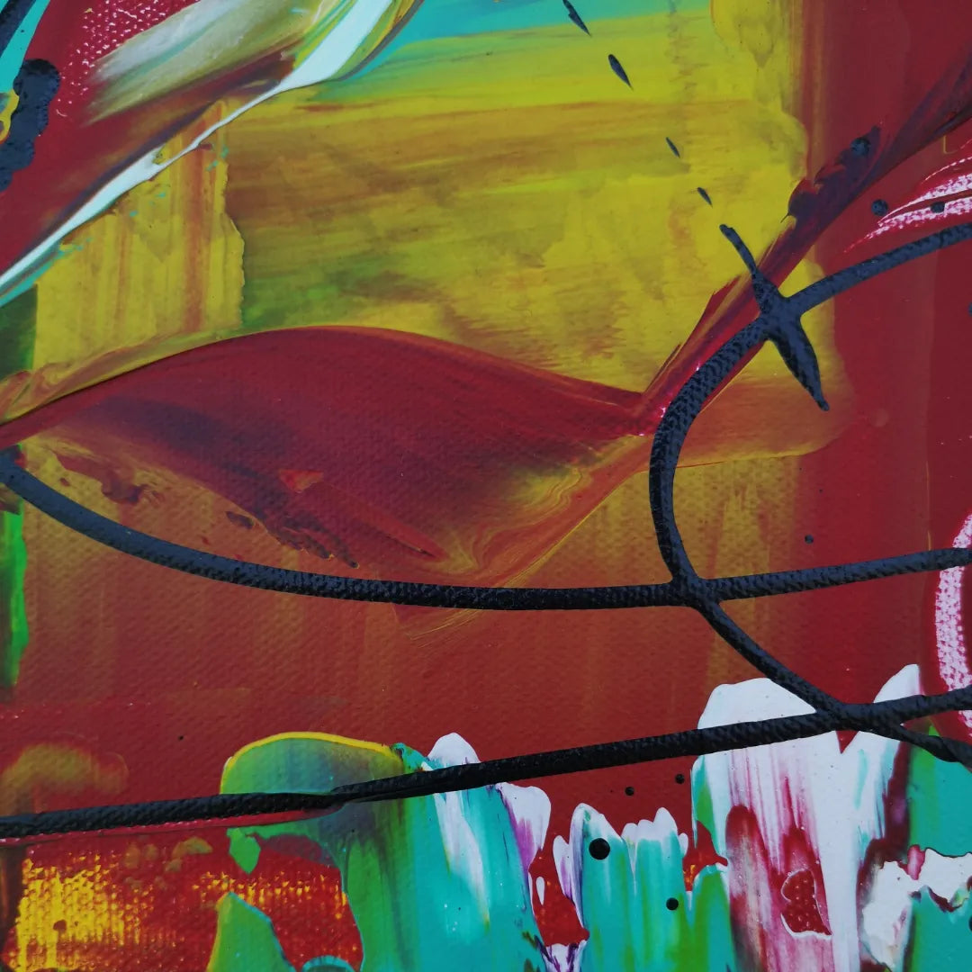 Phéonix - 60x60cm - 2022 -  Tableau abstrait moderne coloré