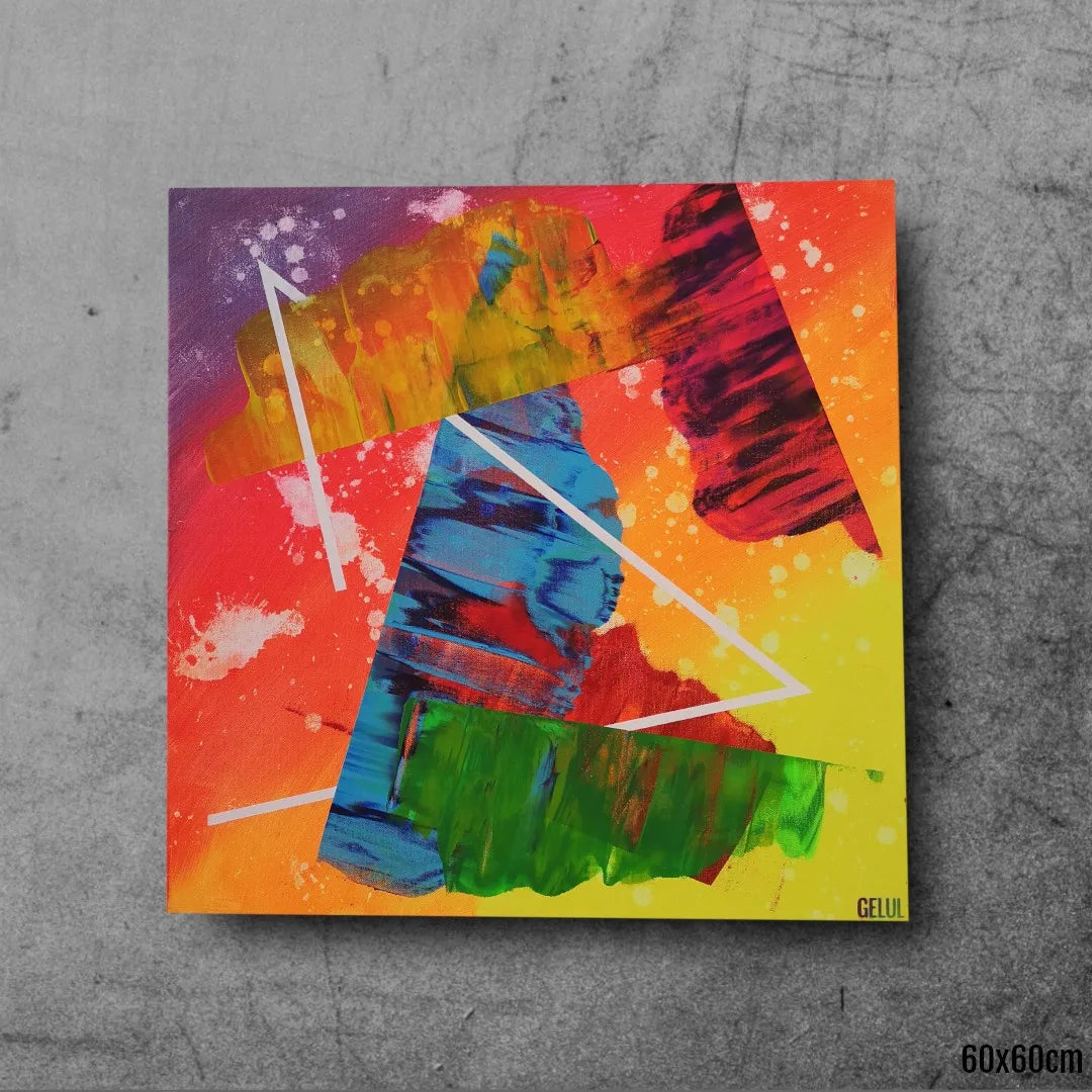 Le Lacet - 60x60cm - 2022 - Tableau abstrait moderne coloré