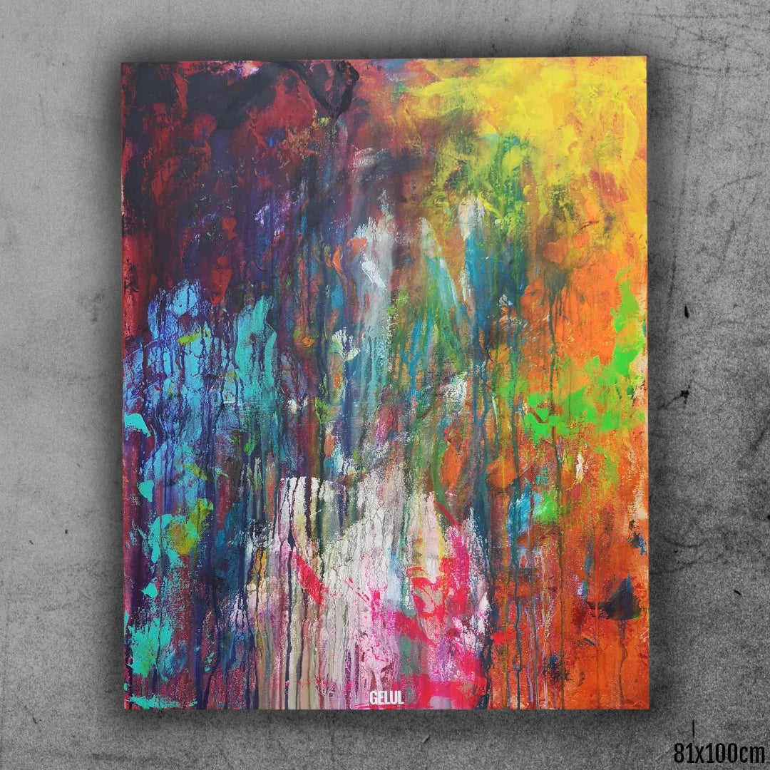 Larmes - 81x100cm - 2022 - Tableau abstrait moderne coloré