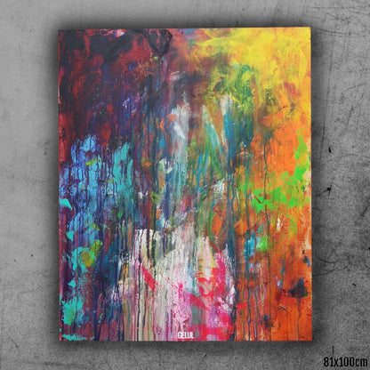 Larmes - 81x100cm - 2022 - Tableau abstrait moderne coloré