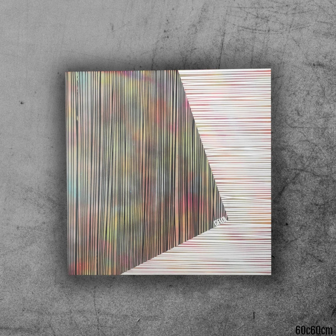 Zèbre - 60x60cm - 2022 - Tableau moderne abstrait coloré géométrique