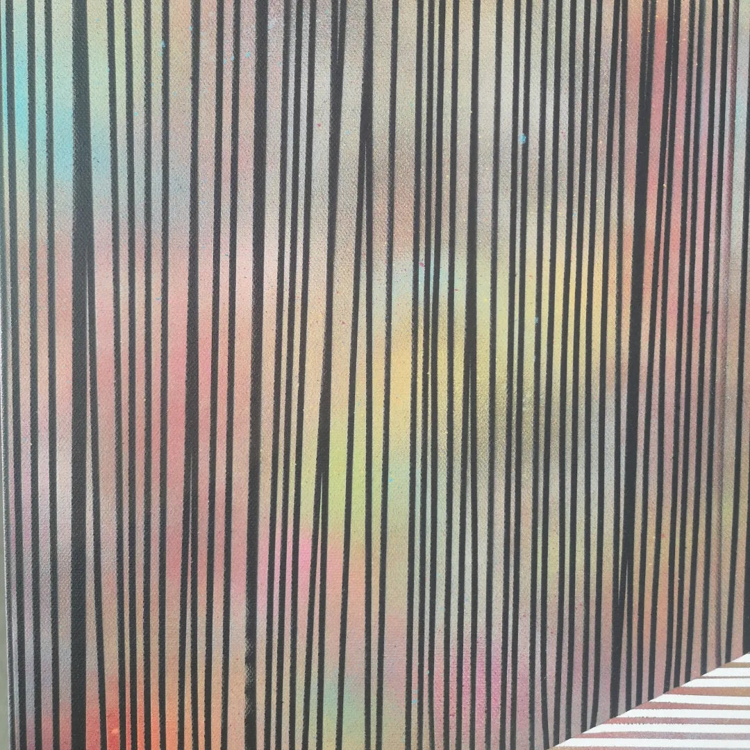 Zèbre - 60x60cm - 2022 - Tableau moderne abstrait coloré géométrique