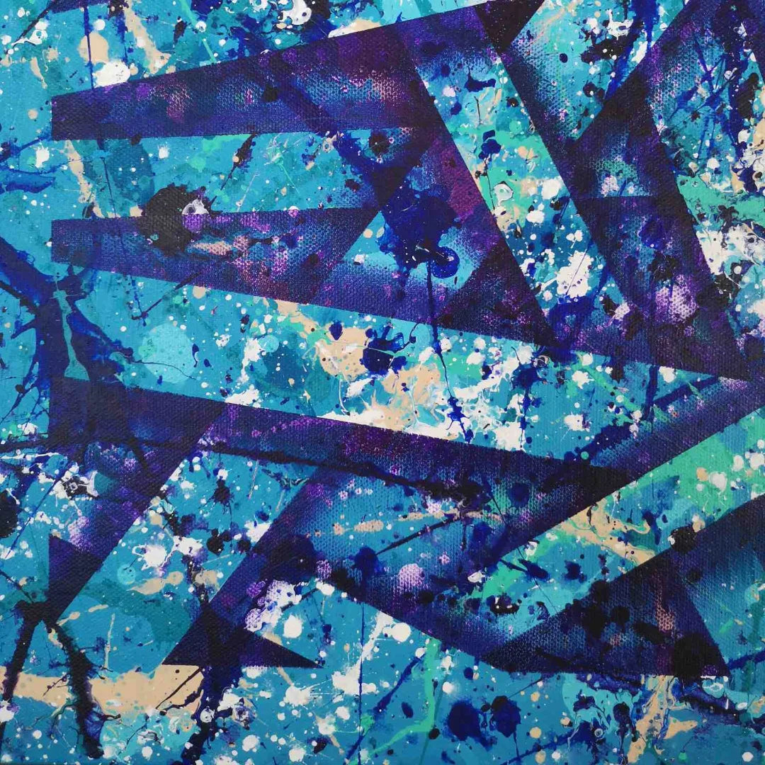 Blue Alliance - 60x60cm - 2022 - Tableau abstrait moderne coloré géométrique