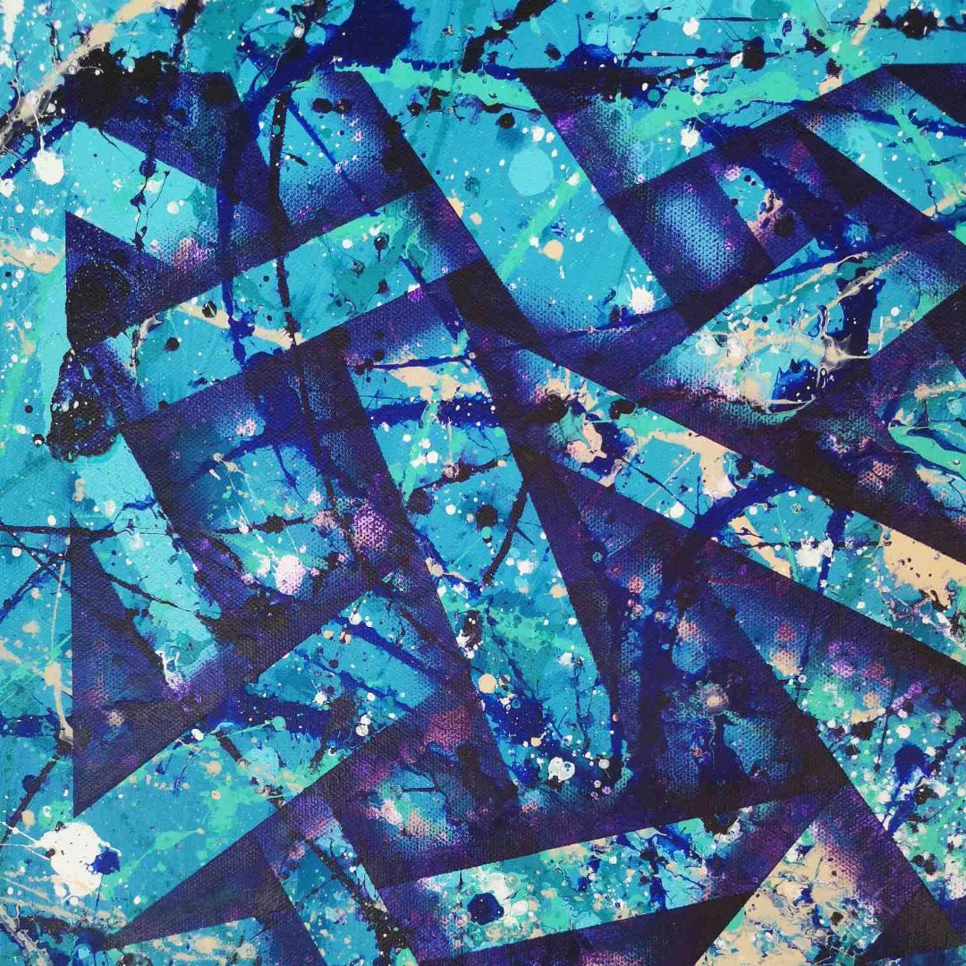 Blue Alliance - 60x60cm - 2022 - Tableau abstrait moderne coloré géométrique