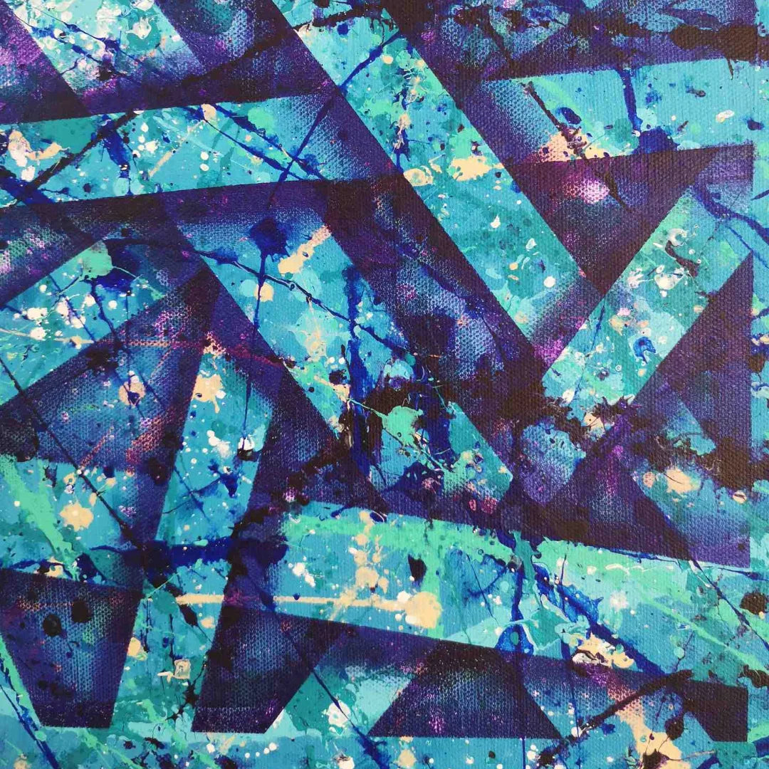 Blue Alliance - 60x60cm - 2022 - Tableau abstrait moderne coloré géométrique