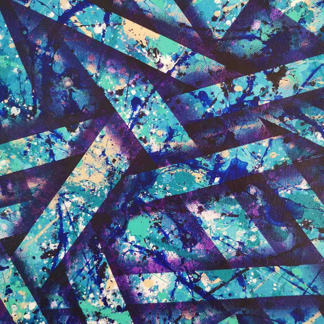 Blue Alliance - 60x60cm - 2022 - Tableau abstrait moderne coloré géométrique