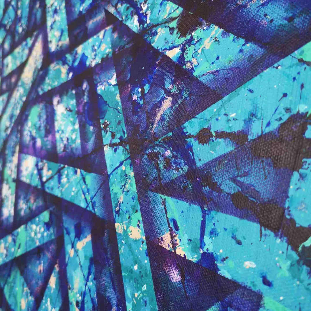 Blue Alliance - 60x60cm - 2022 - Tableau abstrait moderne coloré géométrique