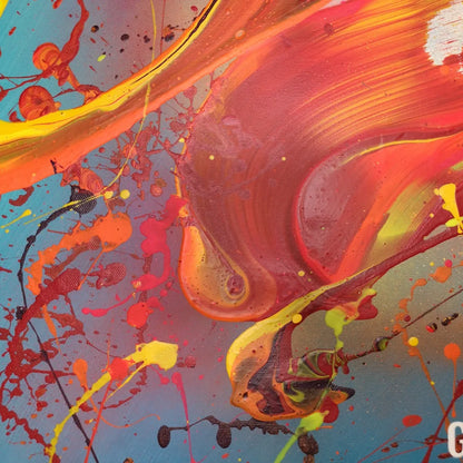 Cœur Battant - 60x60cm - 2022 - Tableau abstrait moderne coloré