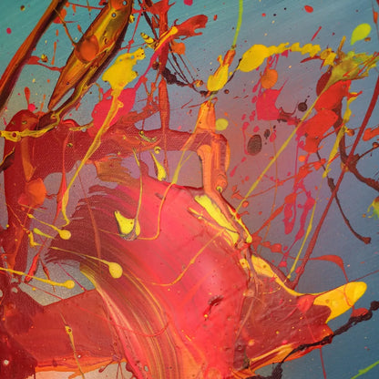 Cœur Battant - 60x60cm - 2022 - Tableau abstrait moderne coloré