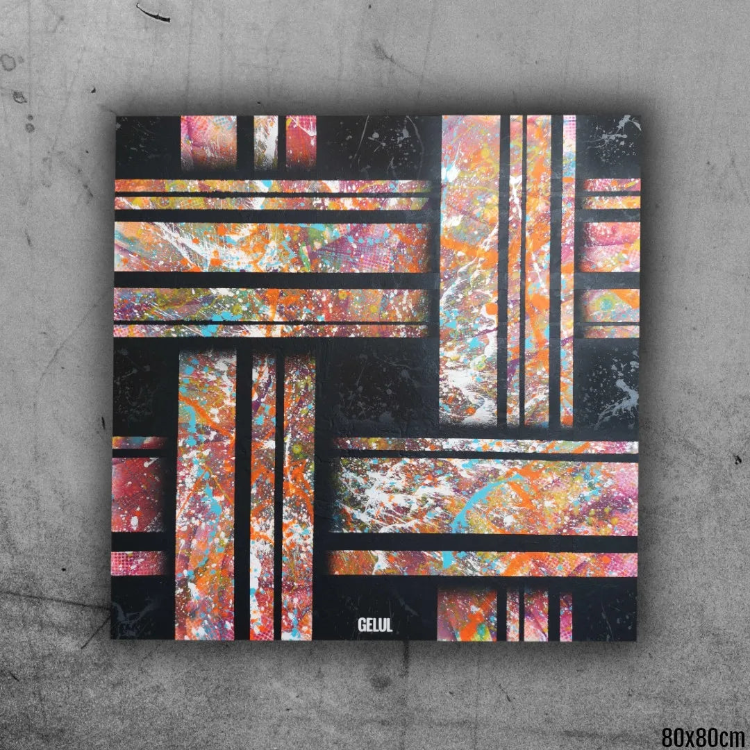 Kapla n3 - 80x80cm - 2022 - Tableau abstrait moderne géométrique coloré