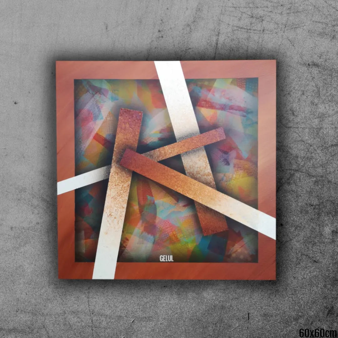 Allumettes - 60x60cm - 2022 - Tableau abstrait moderne coloré géométrique