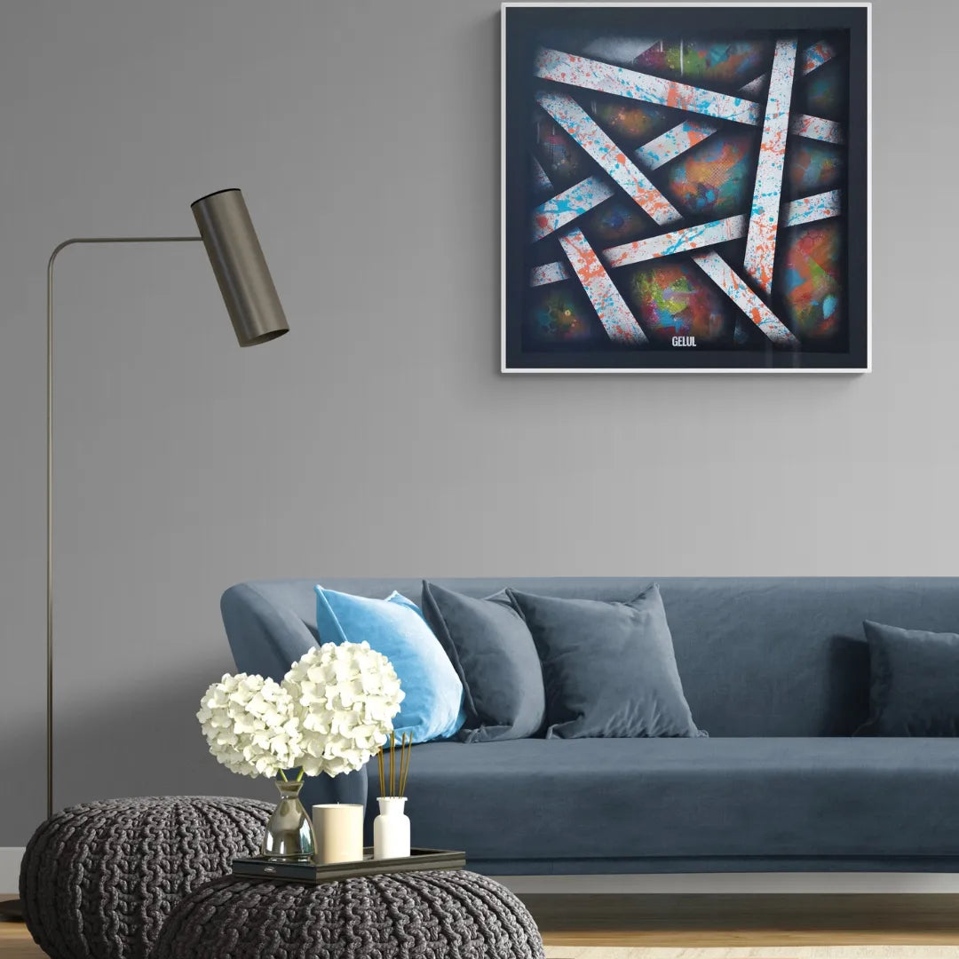 No Name - 80x80cm - 2022 - Tableau abstrait moderne coloré