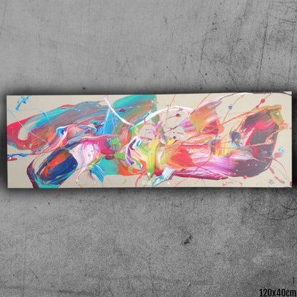 Amazone 120x40cm - 2022 - Tableau abstrait moderne coloré
