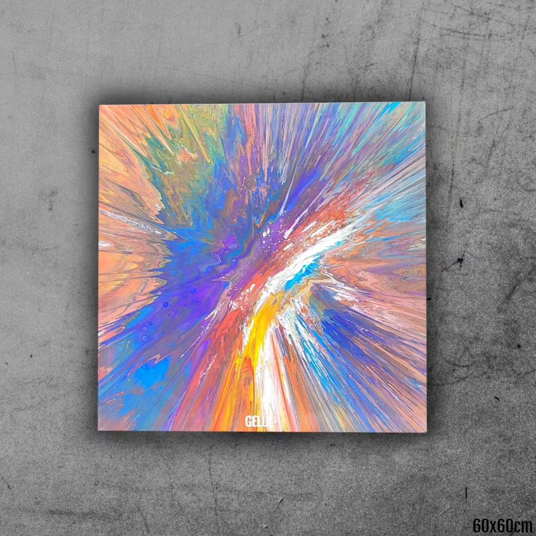 Effusion - 60x60cm - Tableau abstrait moderne coloré