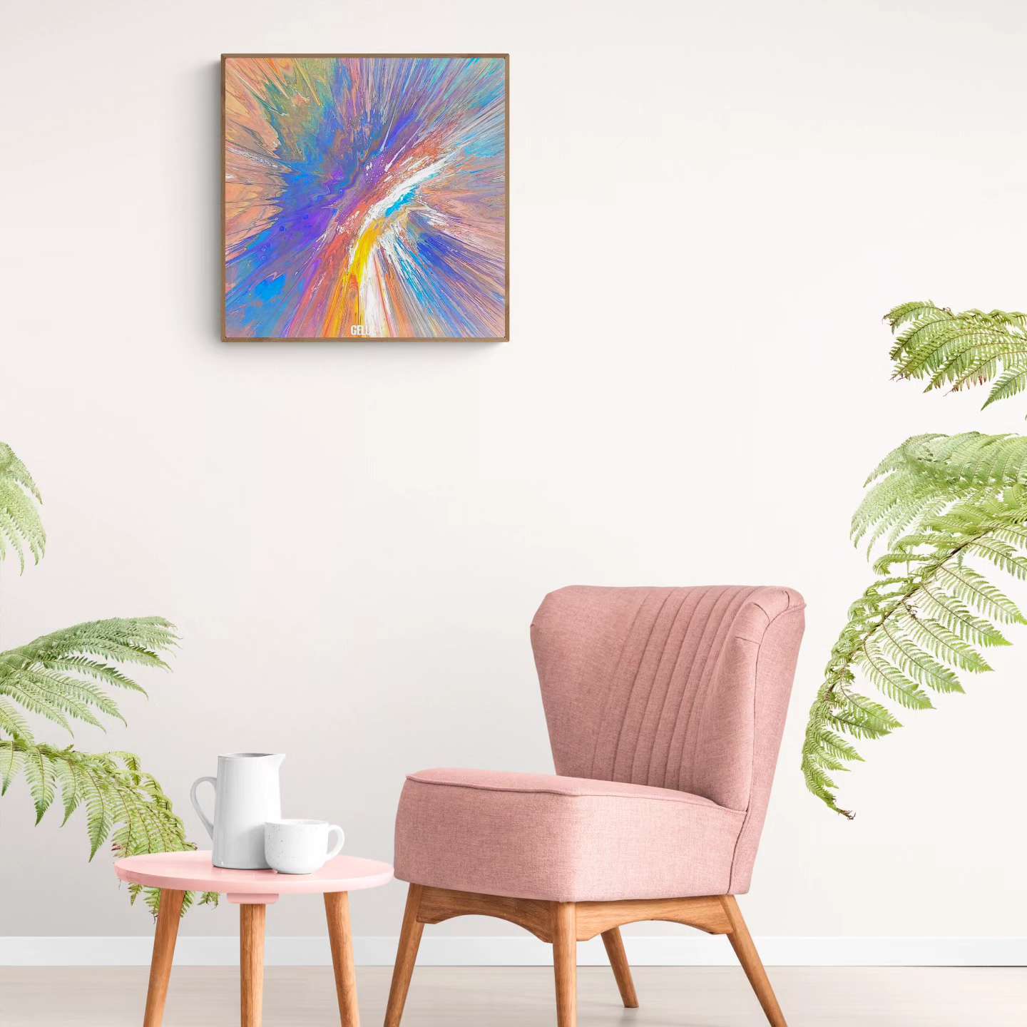 Effusion - 60x60cm - Tableau abstrait moderne coloré