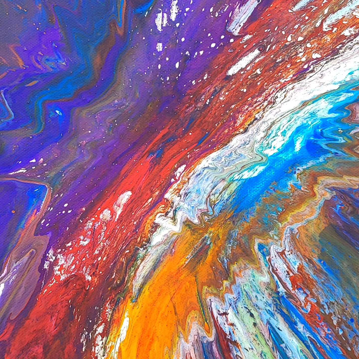 Effusion - 60x60cm - Tableau abstrait moderne coloré
