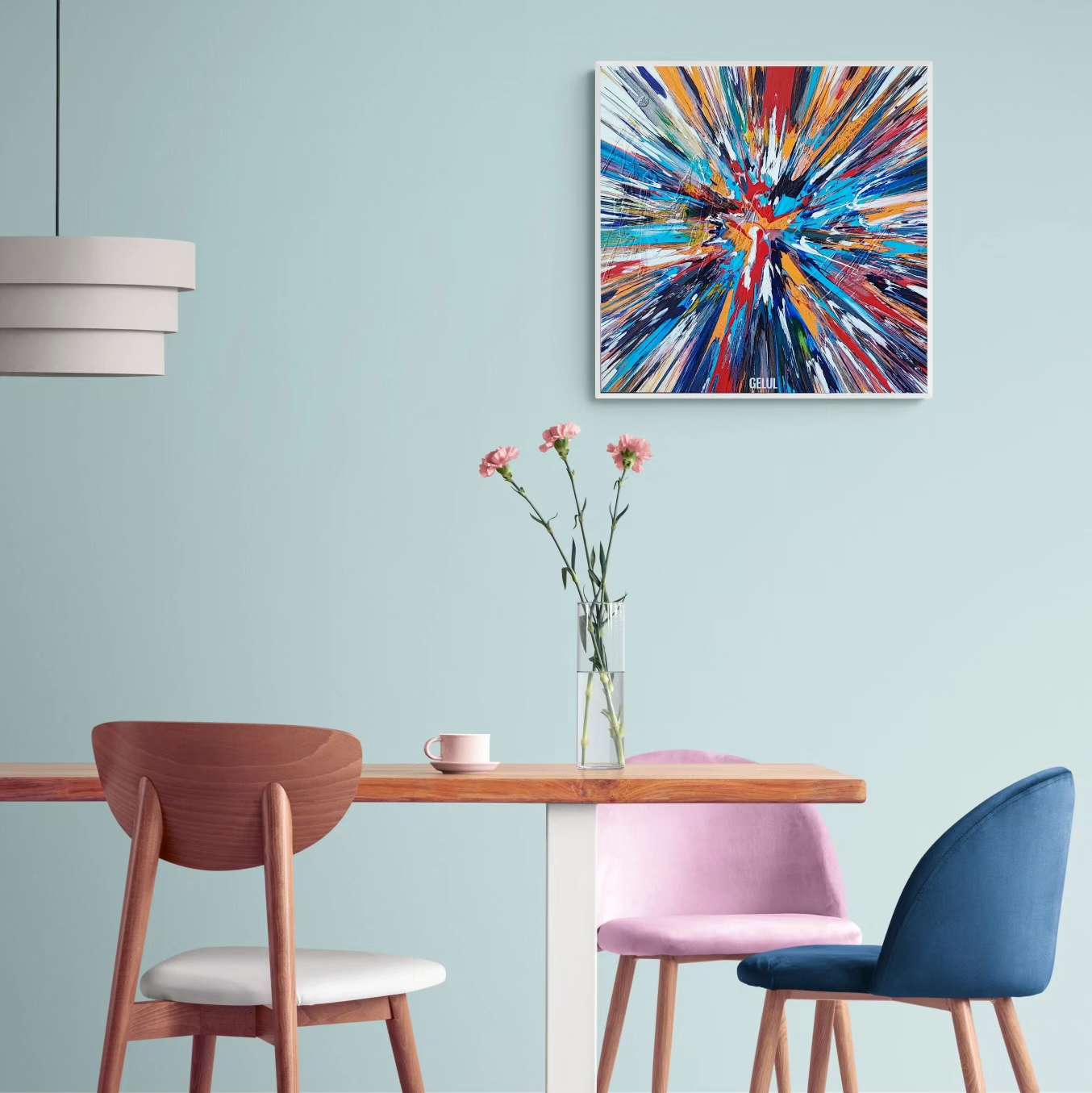 Vision - 60x60cm - Tableau abstrait moderne coloré