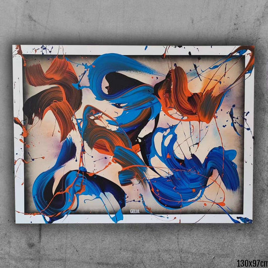Japanese Fluid - 130x97cm - Tableau abstrait moderne coloré