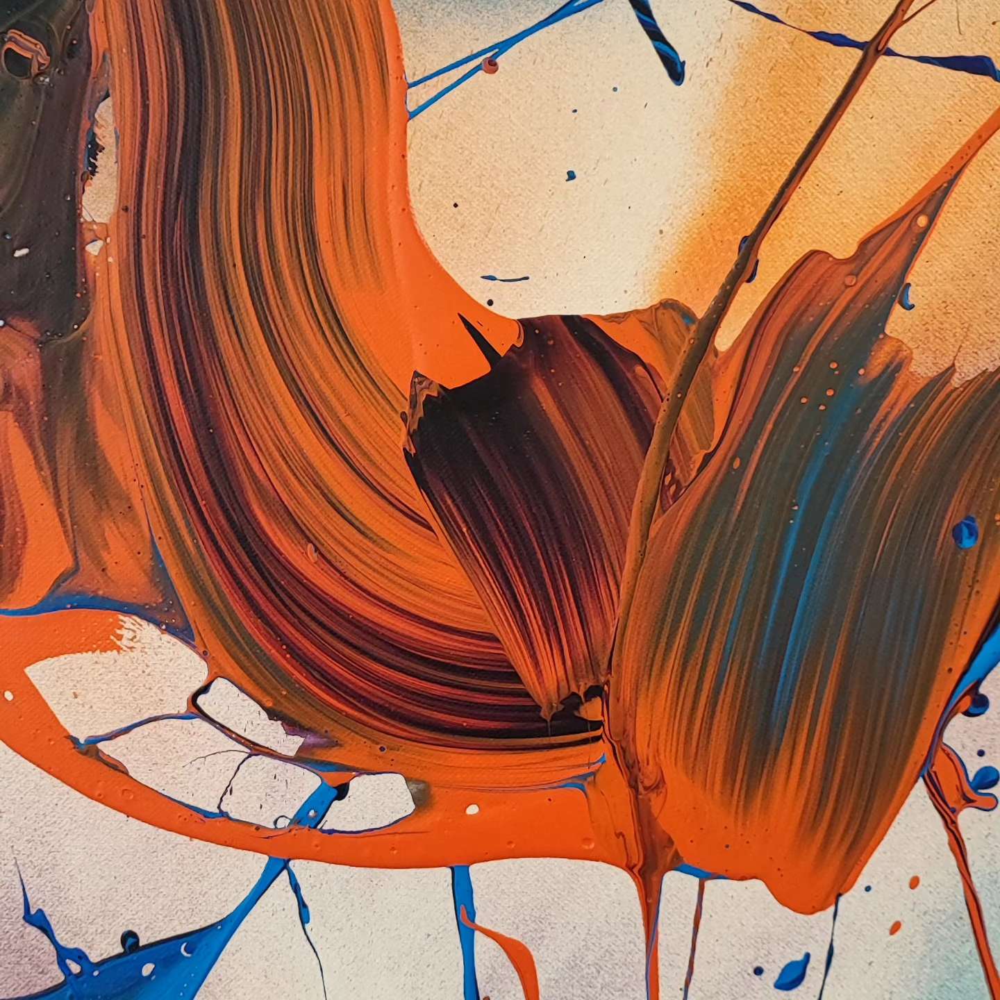 Japanese Fluid - 130x97cm - Tableau abstrait moderne coloré
