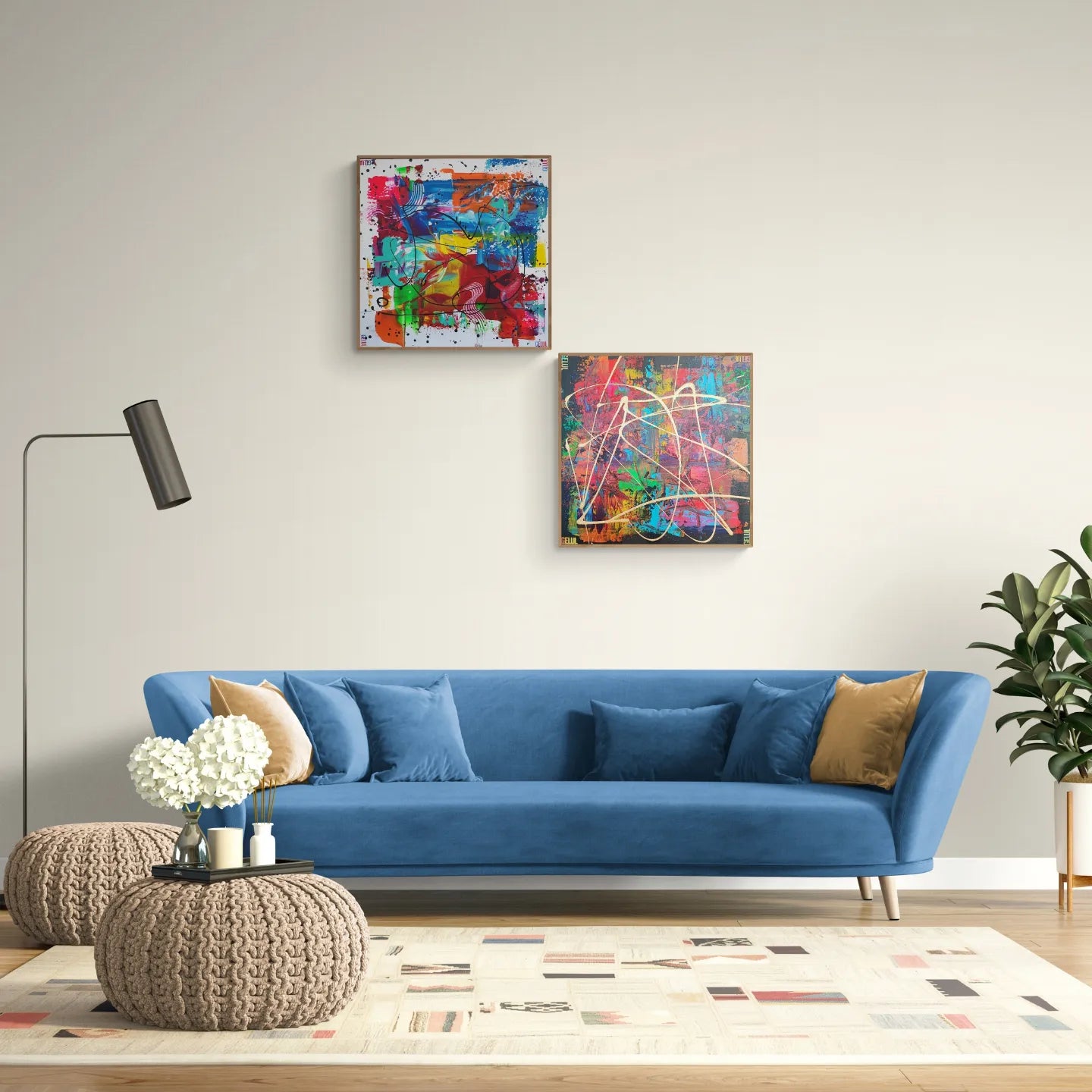Phoenix 2 - 60x60cm - 2023 - Tableau abstrait moderne coloré
