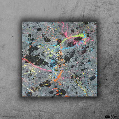 Kermess 60x60cm - 2023 - Tableau abstrait moderne coloré en relief