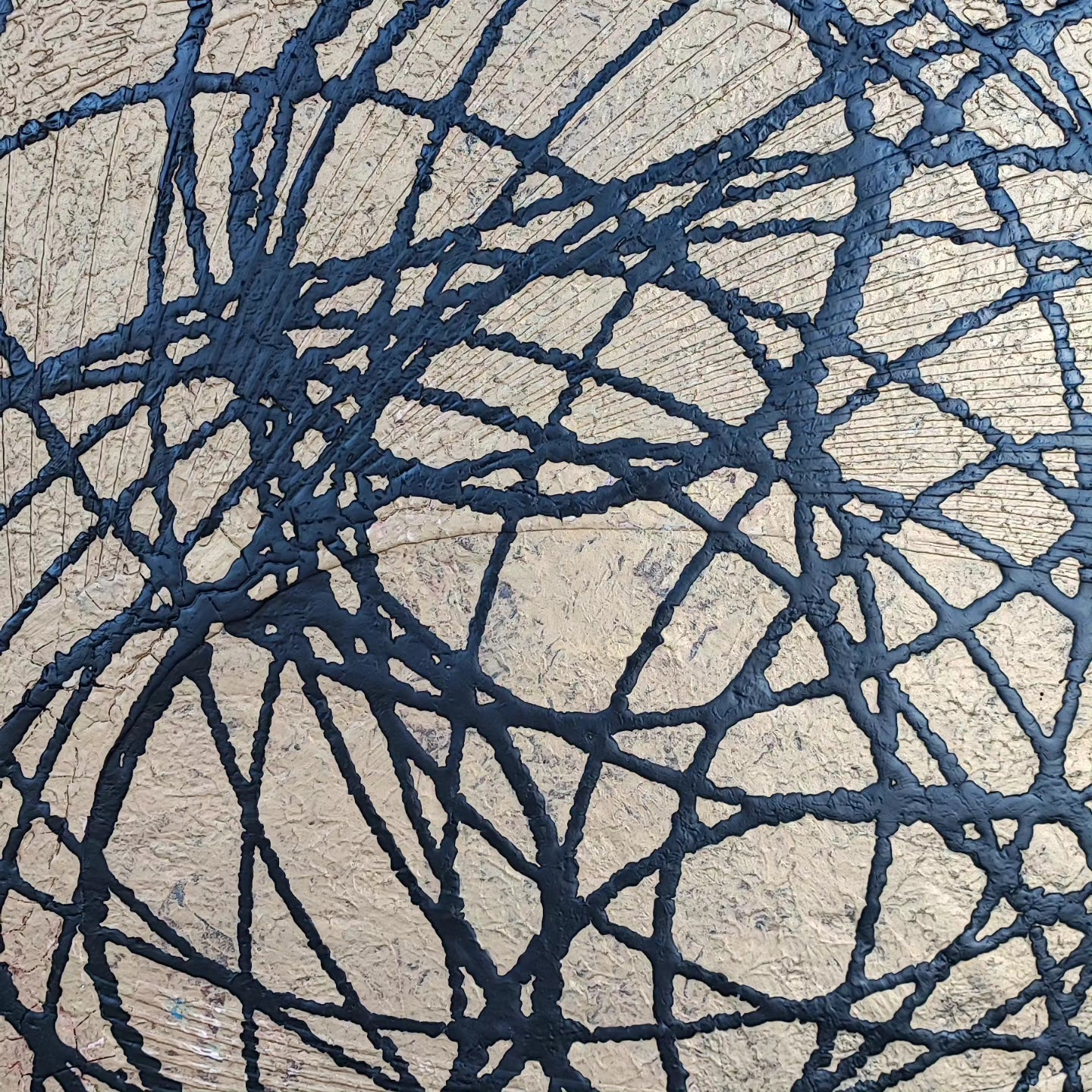 Routourne - 100x100cm - 2023 - Tableau abstrait moderne doré