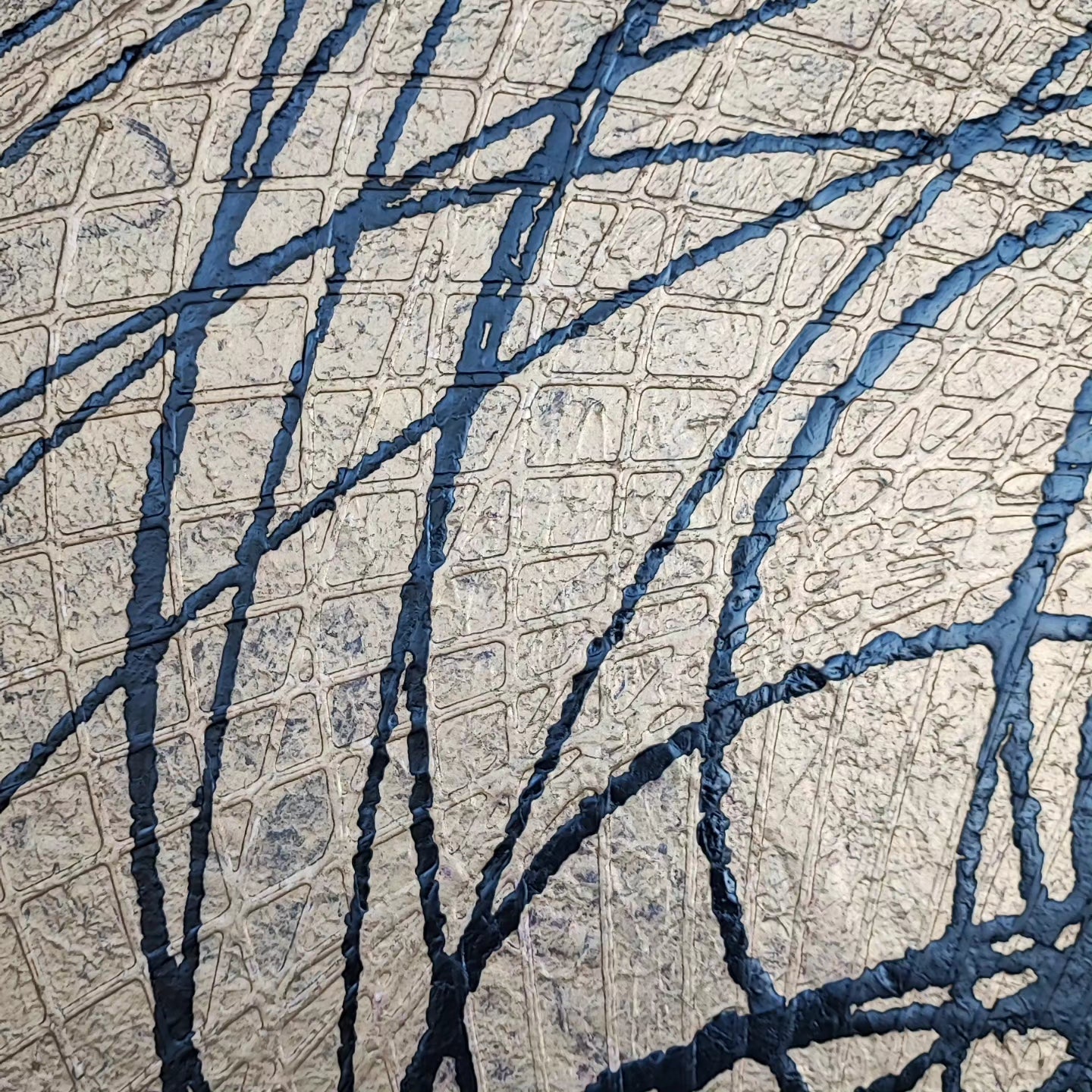 Routourne - 100x100cm - 2023 - Tableau abstrait moderne doré