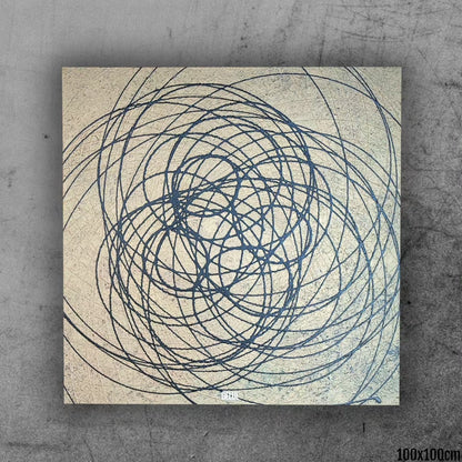 Routourne - 100x100cm - 2023 - Tableau abstrait moderne doré