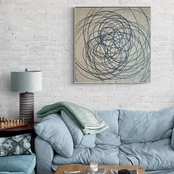 Routourne - 100x100cm - 2023 - Tableau abstrait moderne doré