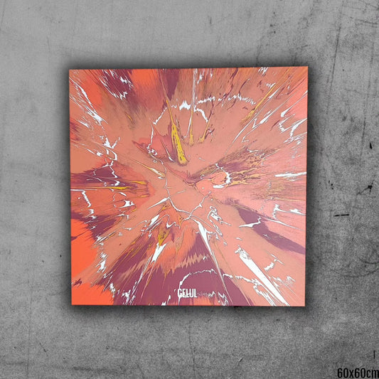 SlowMotion - 60x60cm - 2023 - Tableau abstrait moderne coloré