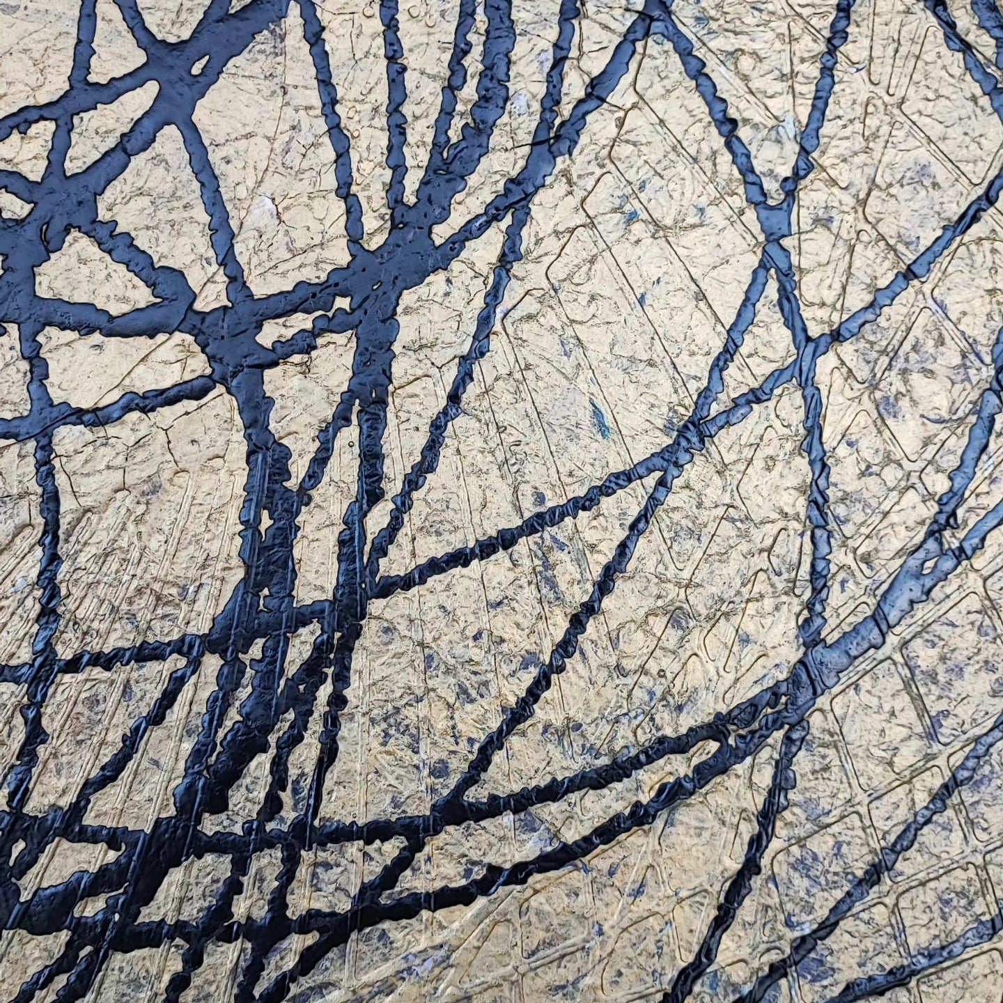 Routourne - 100x100cm - 2023 - Tableau abstrait moderne doré