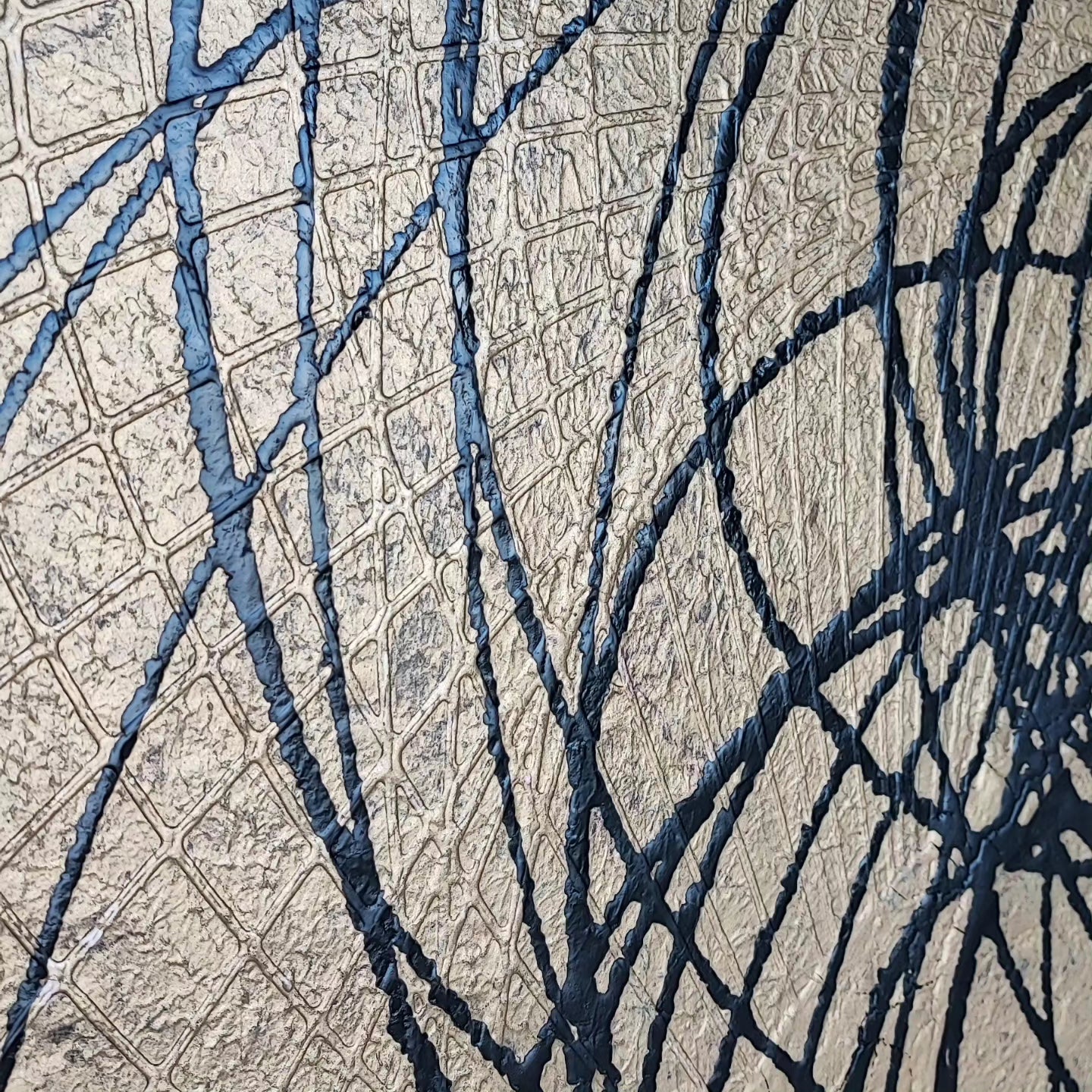 Routourne - 100x100cm - 2023 - Tableau abstrait moderne doré